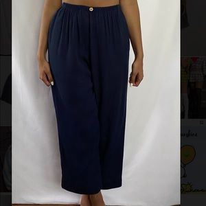 NAVY CREPE WIDE LEG PULL UP PANT - SIZE SP